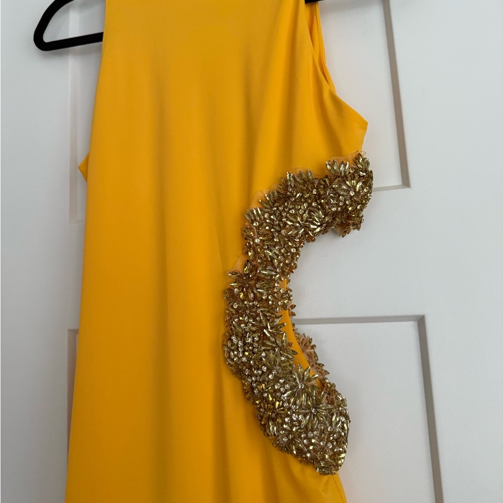 Bronx and Banco Camila Yellow Rhinestone Cutout Maxi Dress NEW with tags - Picture 6 of 11